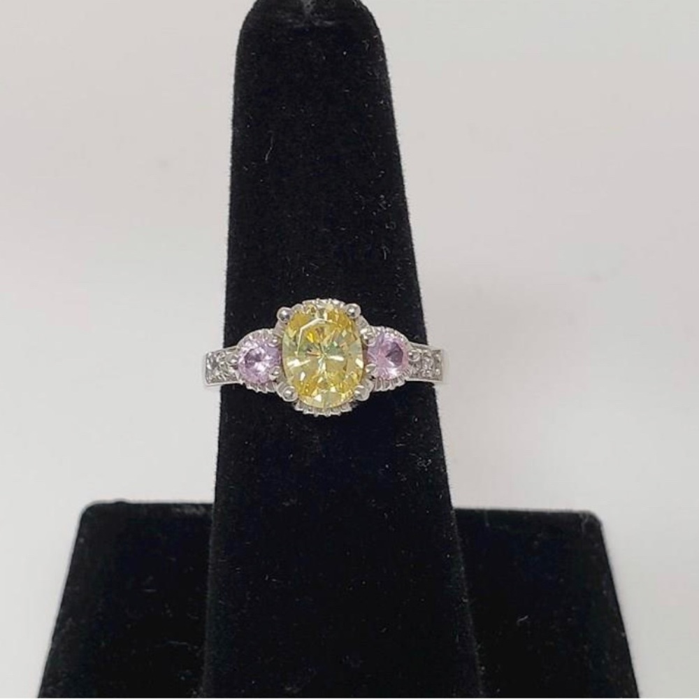 14k Solid YG Pink Topaz And CZ Size 7